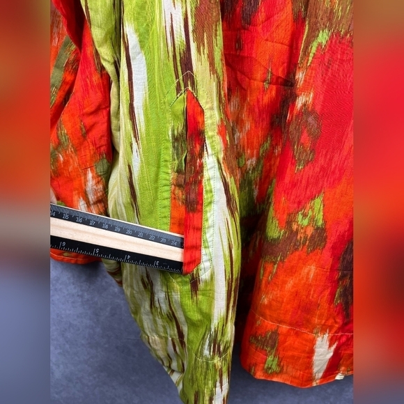 Talbots Colorful‎ Silk Cotton Long Sleeve Abstract Kangaroo Pocket Blouse 24W - Picture 10 of 13